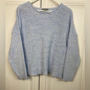 Habitat Women’s Sz Small Soft Blue Crew Neck Sweater Fabric Rolled at Neck